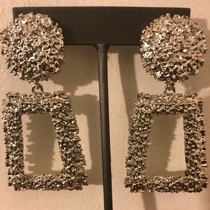 Slay Silver Square Earrings Large!! Sale